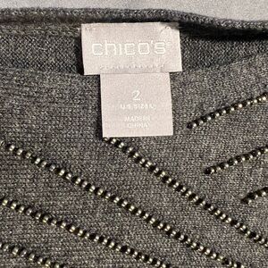 Chico's Charcoal Beaded Knit Top